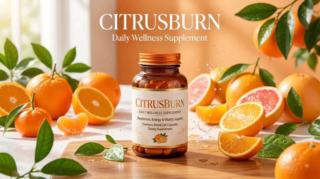 CitrusBurn supplement with fresh citrus fruits